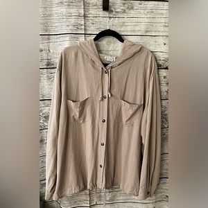 Stunt light tan silk woven hoodie jacket,pockets, 3X